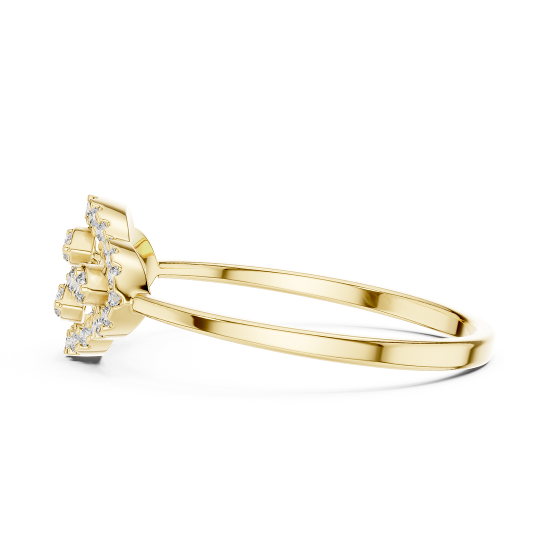 Rose gold solitaire ring with round diamond center.