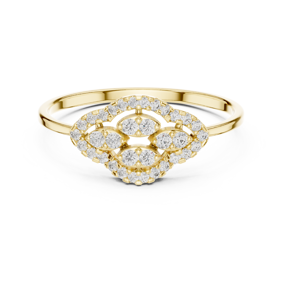 Princess-cut diamond ring with slim gold band.