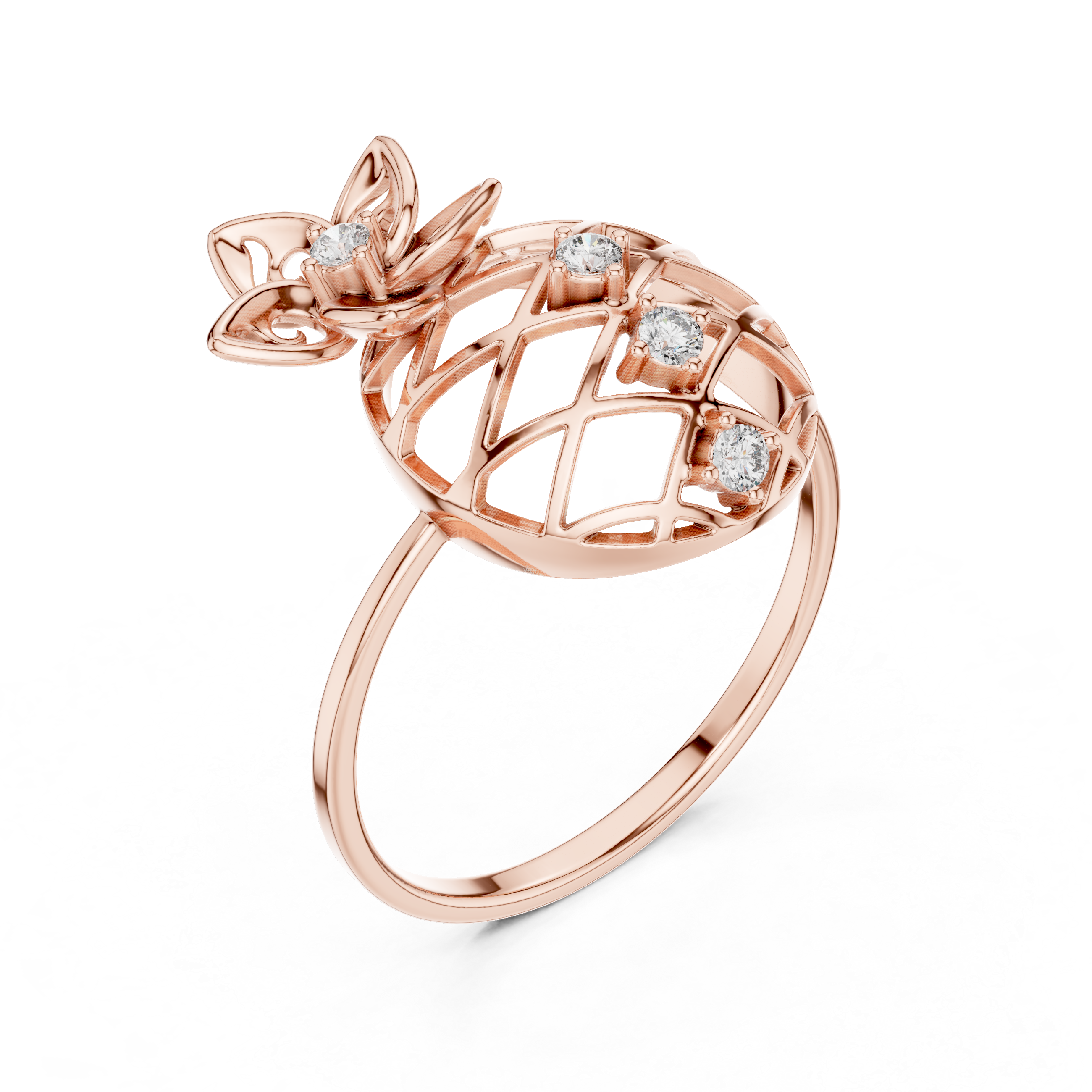 Vintage floral ring with engraved gold details.