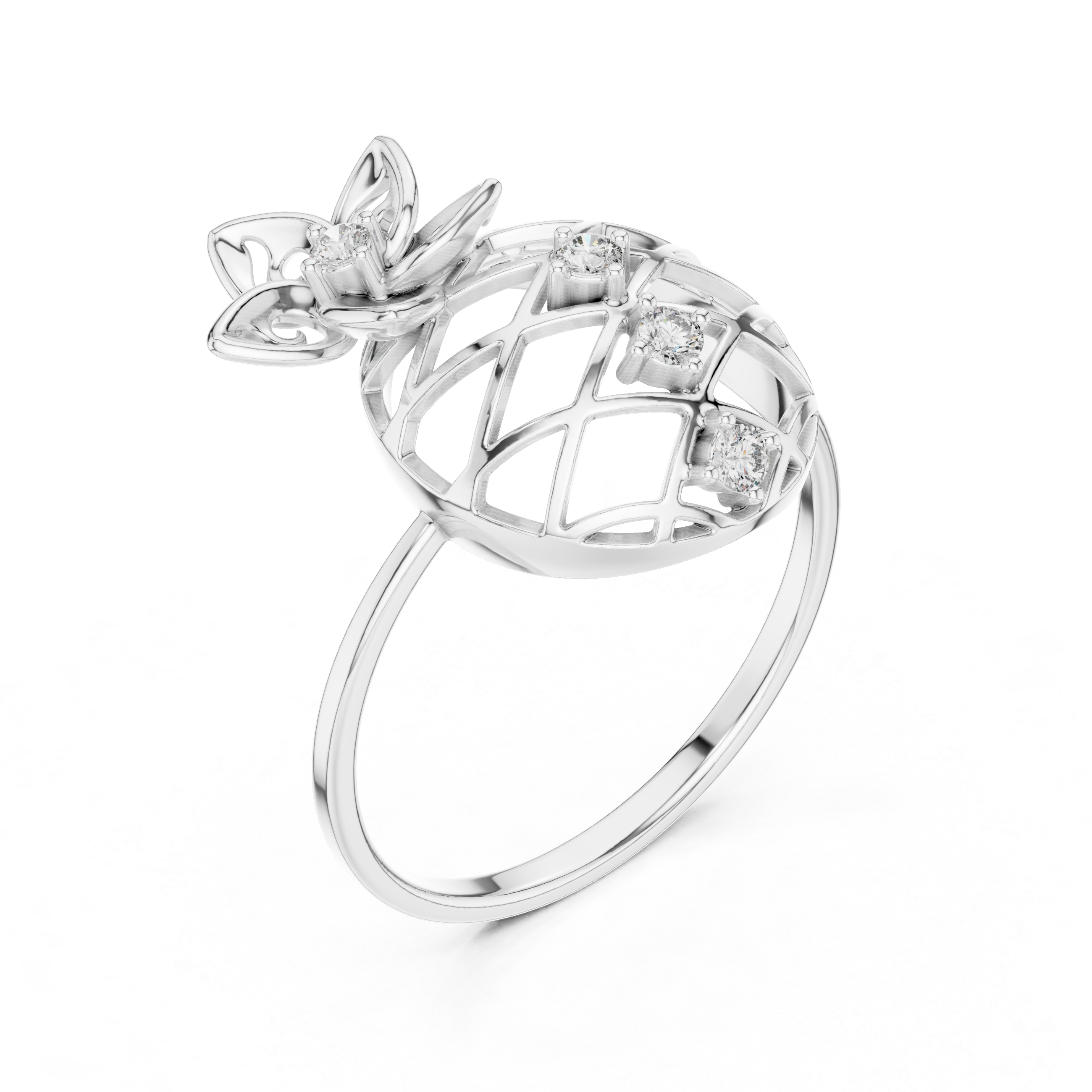 Split shank diamond ring with elegant structure.