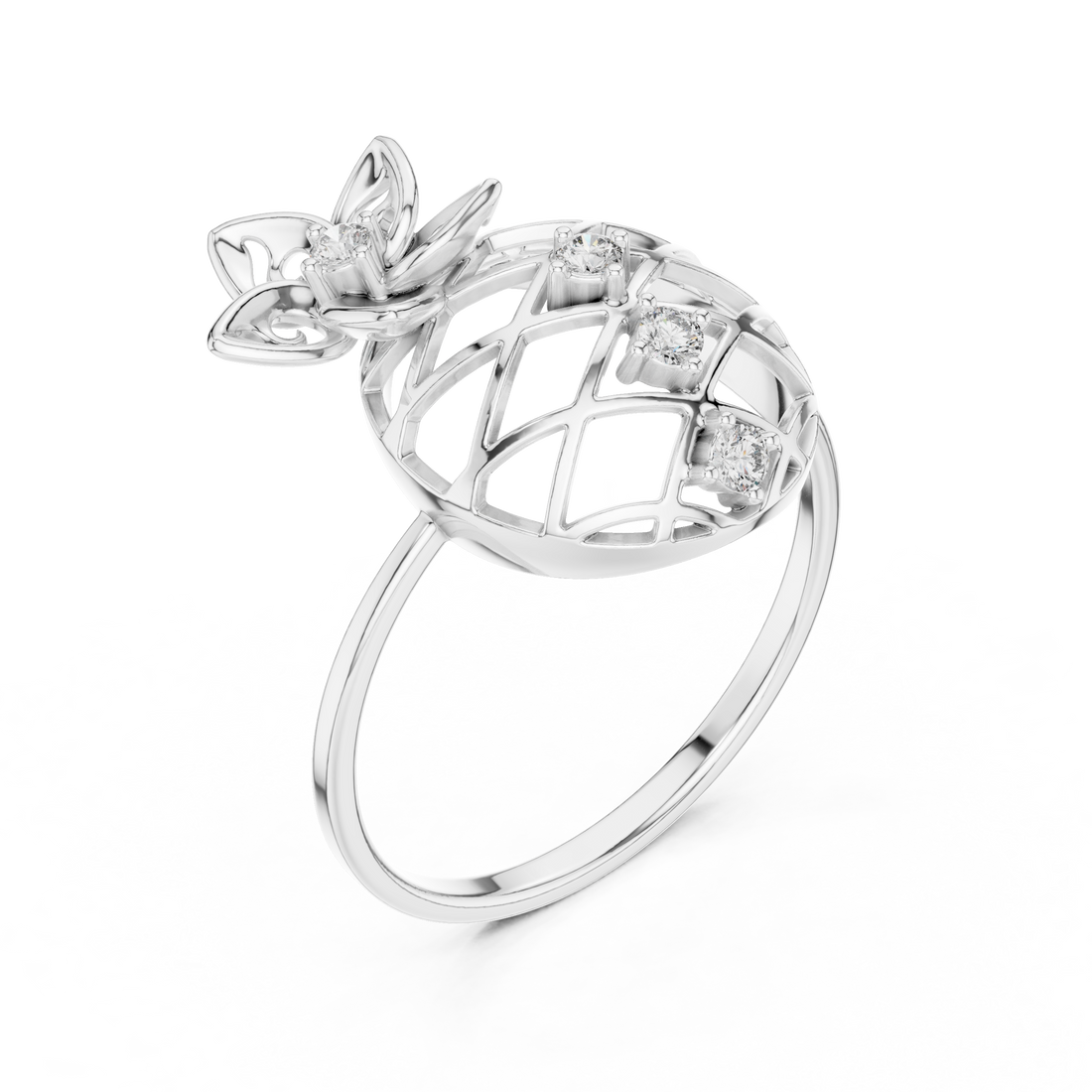 Split shank diamond ring with elegant structure.