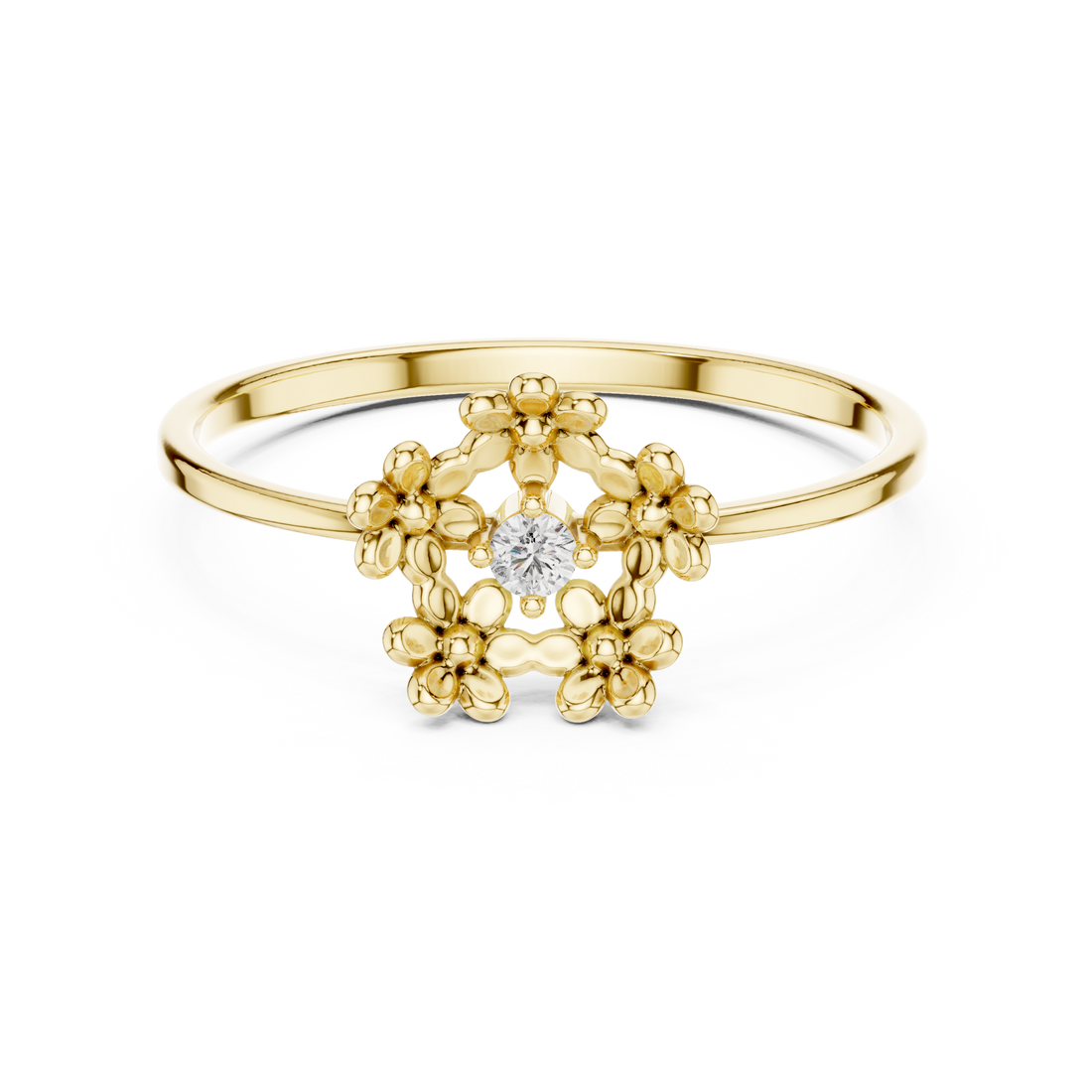 Diamond nose pin with round solitaire.