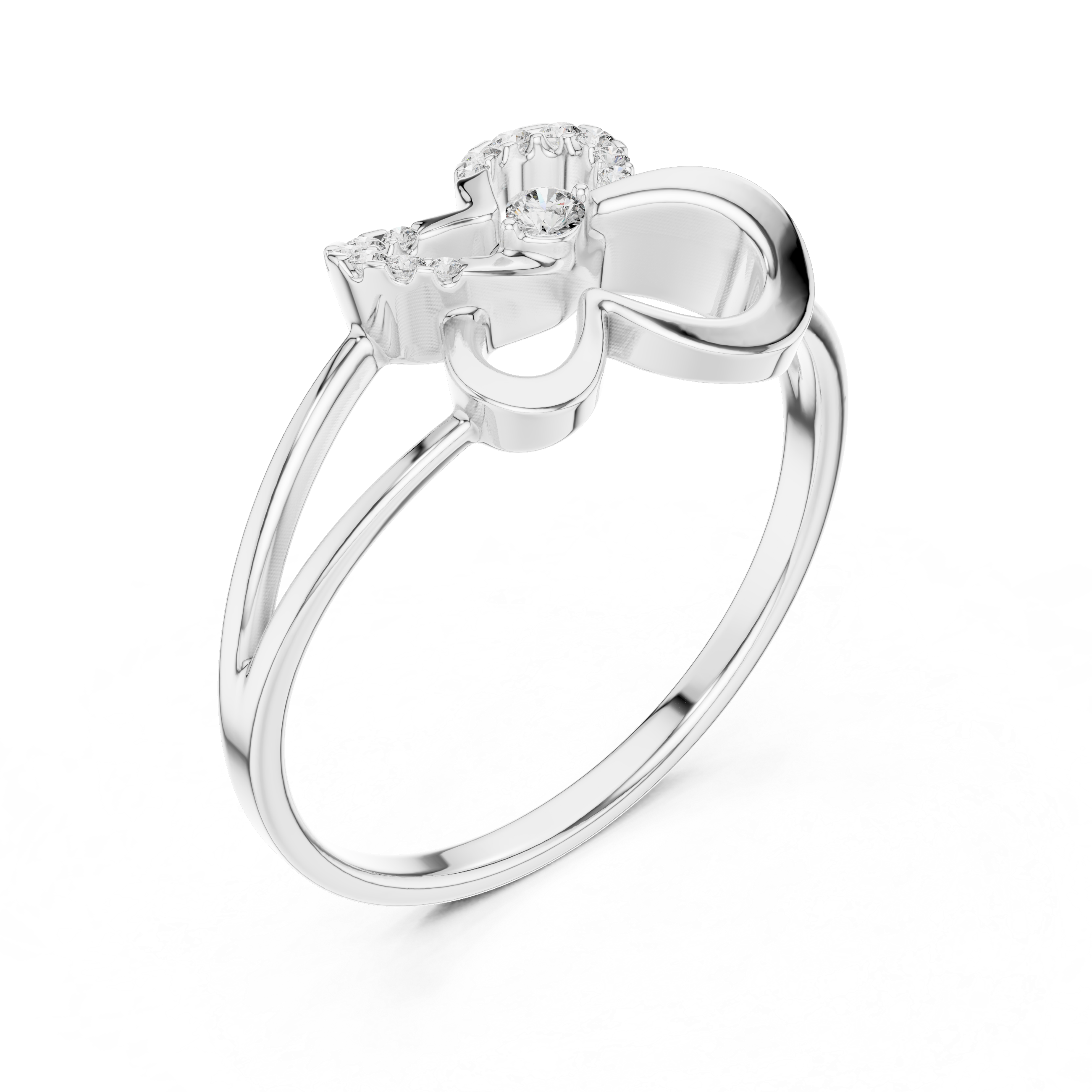 Floral design ring with petal pattern.