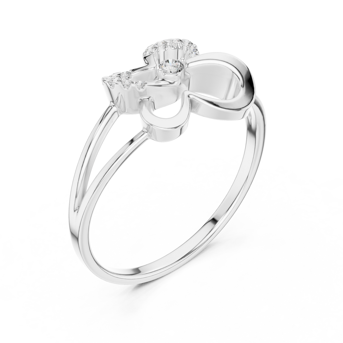 Floral design ring with petal pattern.