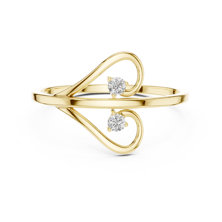 Floral-inspired diamond ring with petal detail.