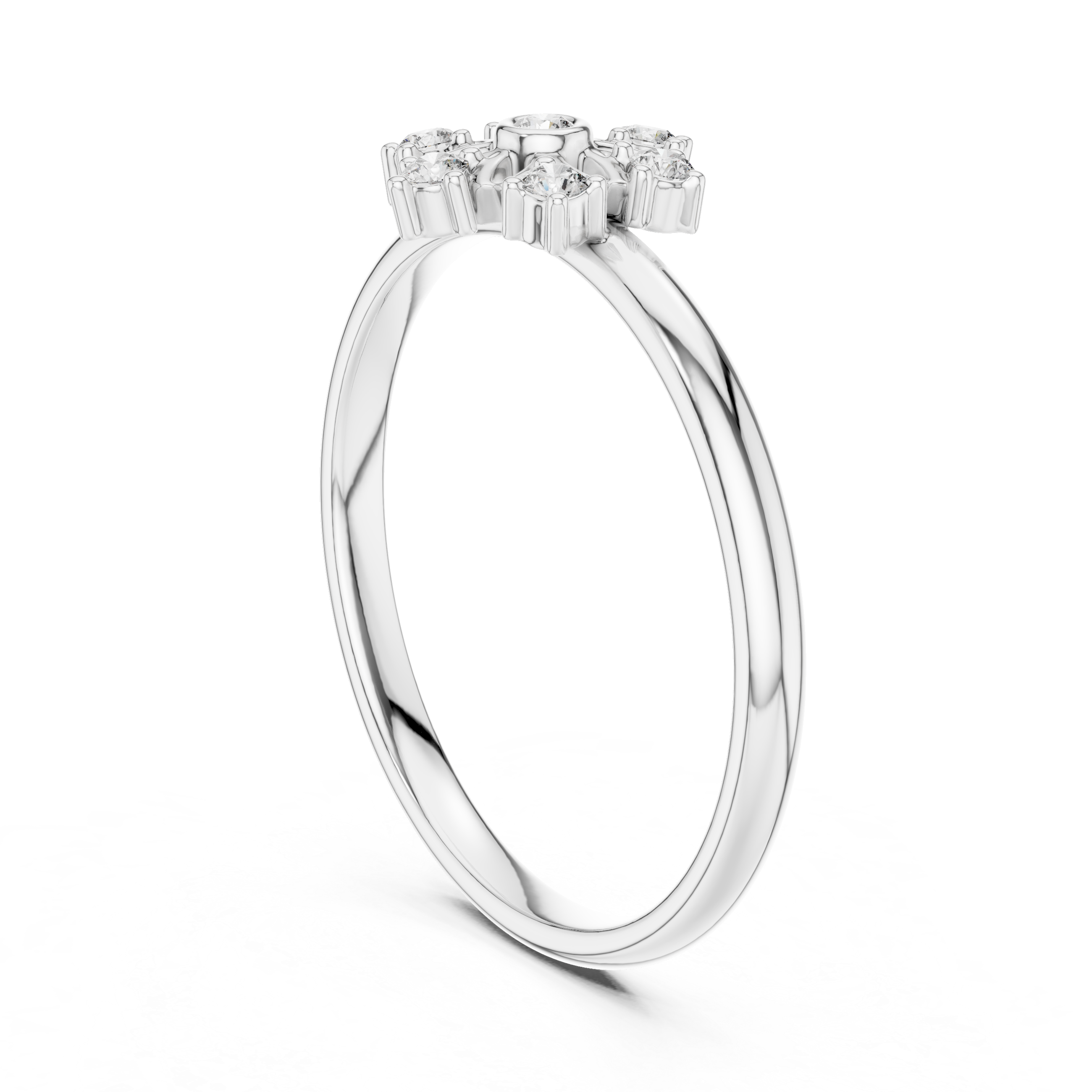 White gold solitaire ring with refined prong setting.