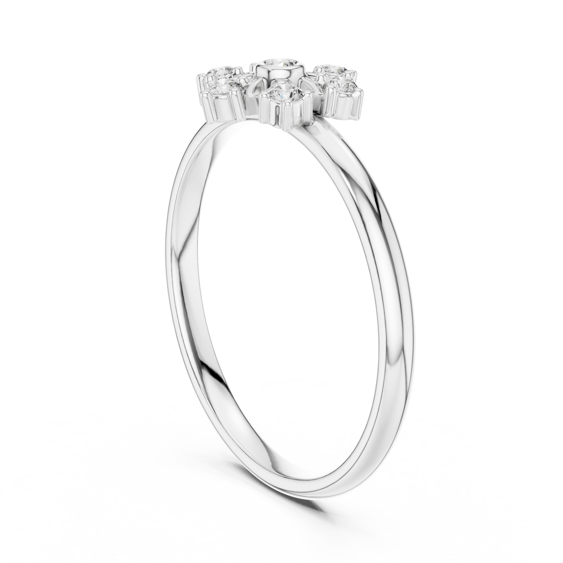 White gold solitaire ring with refined prong setting.