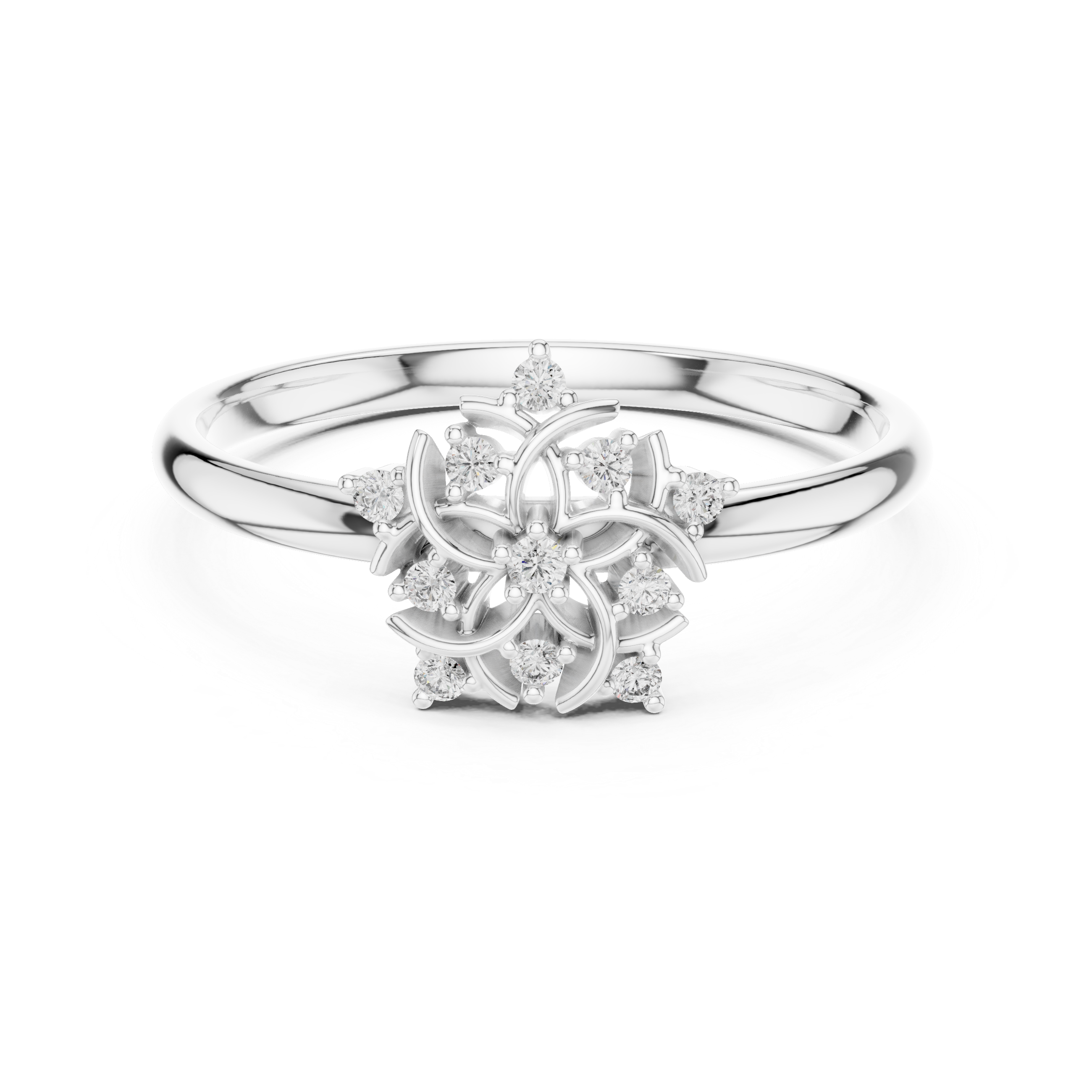 Floral brooch with carved petal detailing.
