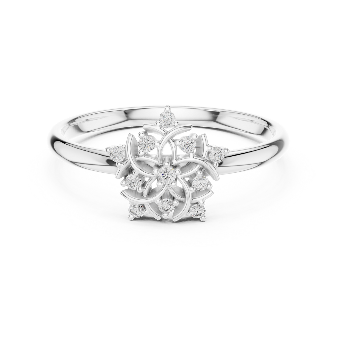 Floral brooch with carved petal detailing.