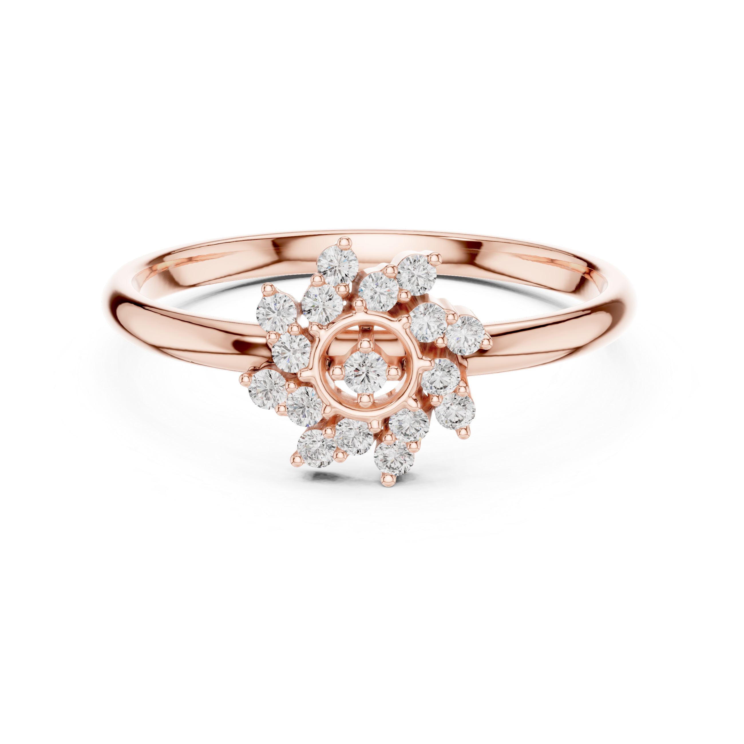 Sculptural fashion ring with artistic structure.