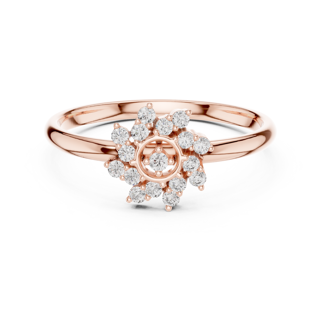 Sculptural fashion ring with artistic structure.