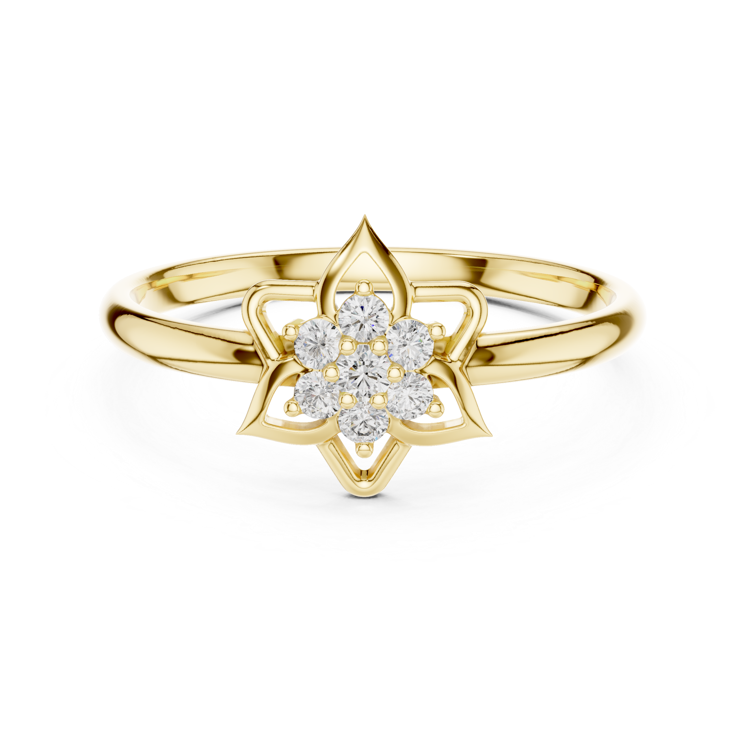 Vintage halo ring with decorative edges.