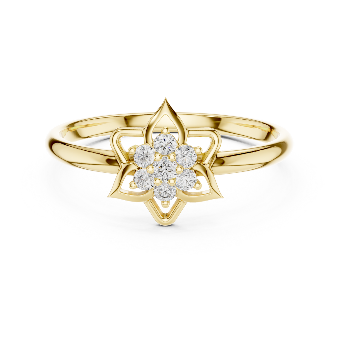 Vintage halo ring with decorative edges.