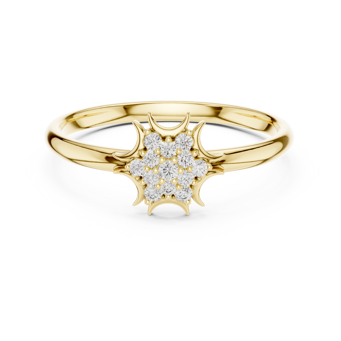 Diamond gemstone ring with polished finish.