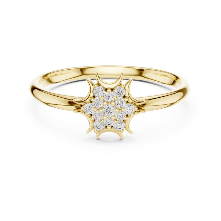 Diamond gemstone ring with polished finish.