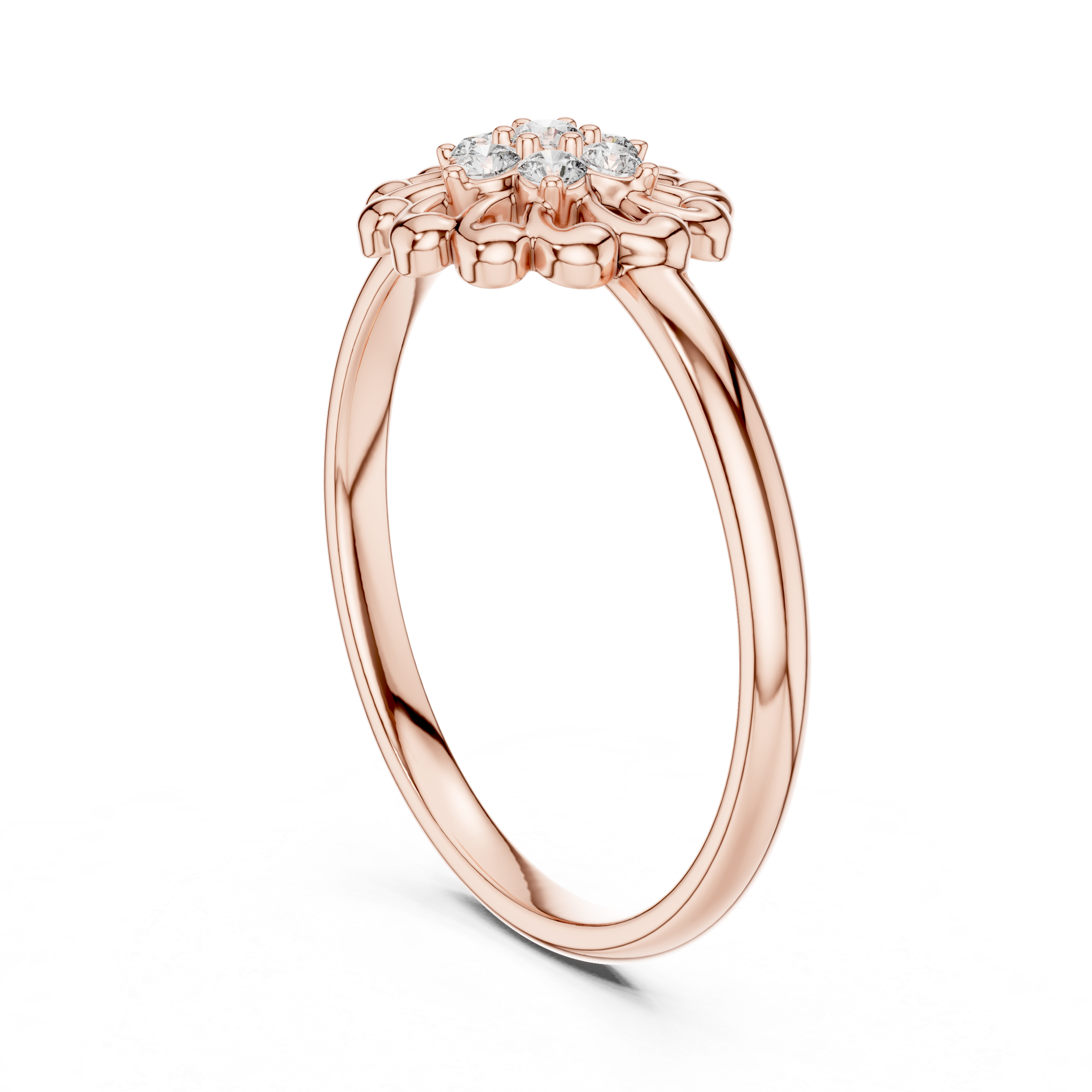 Floral pattern ring with carved detailing.