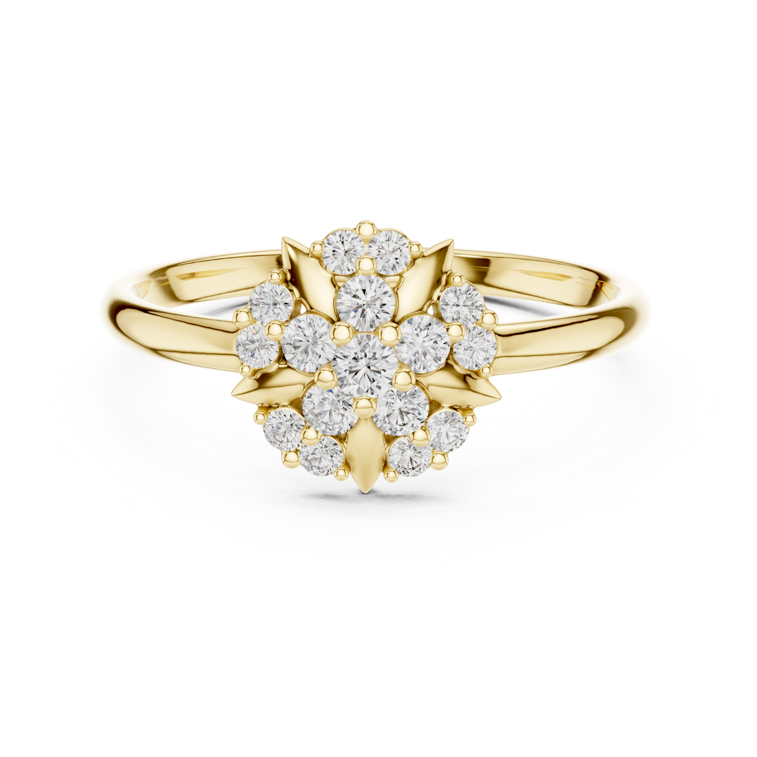 Decorative gold bangle with floral engraving.