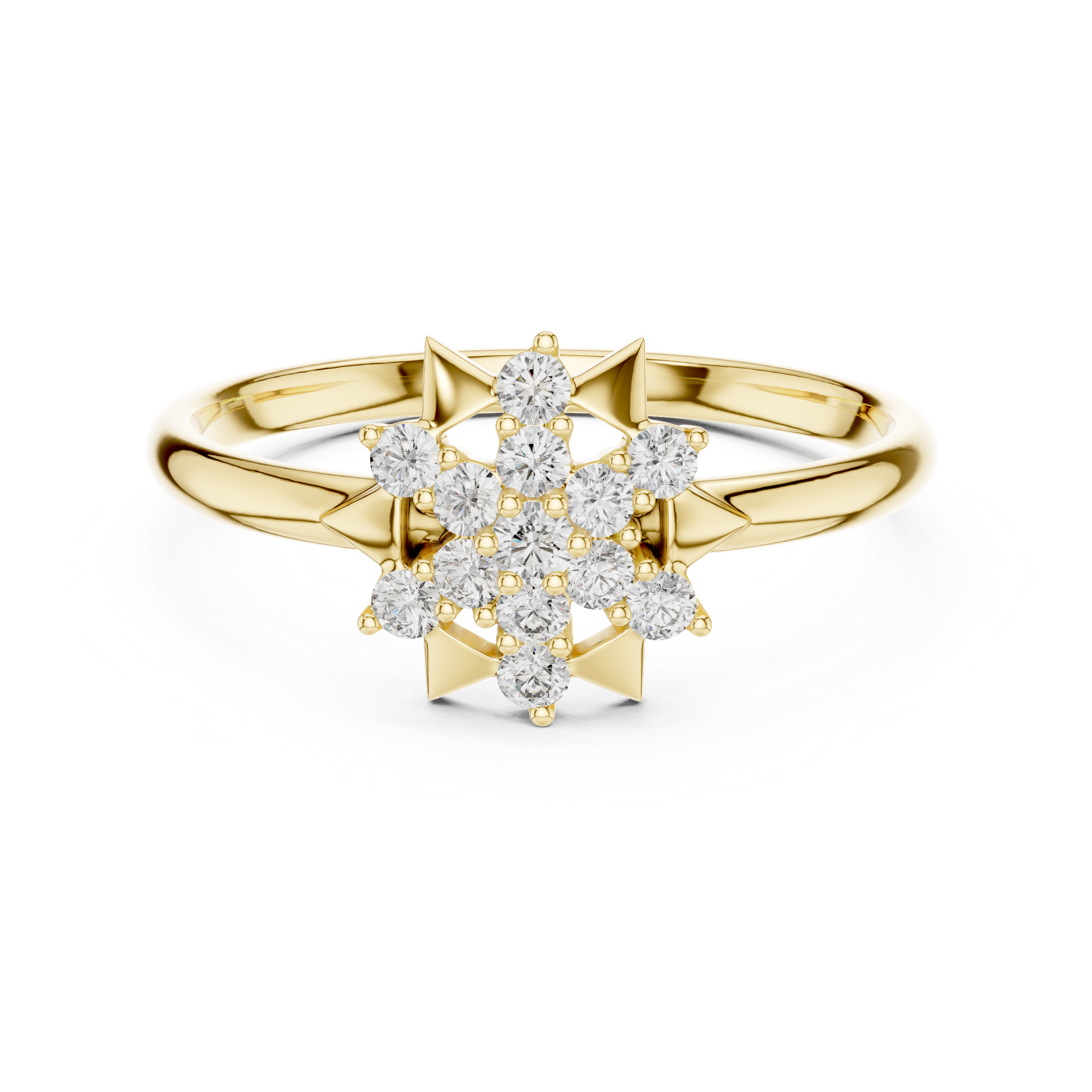 Elegant lab-grown diamond solitaire engagement ring crafted in polished 14K yellow gold with brilliant round center stone.