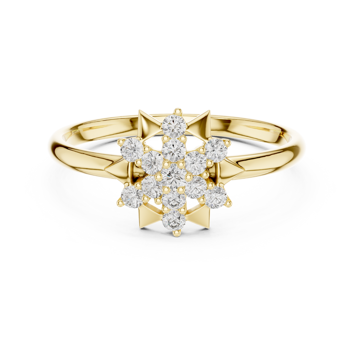 Elegant lab-grown diamond solitaire engagement ring crafted in polished 14K yellow gold with brilliant round center stone.