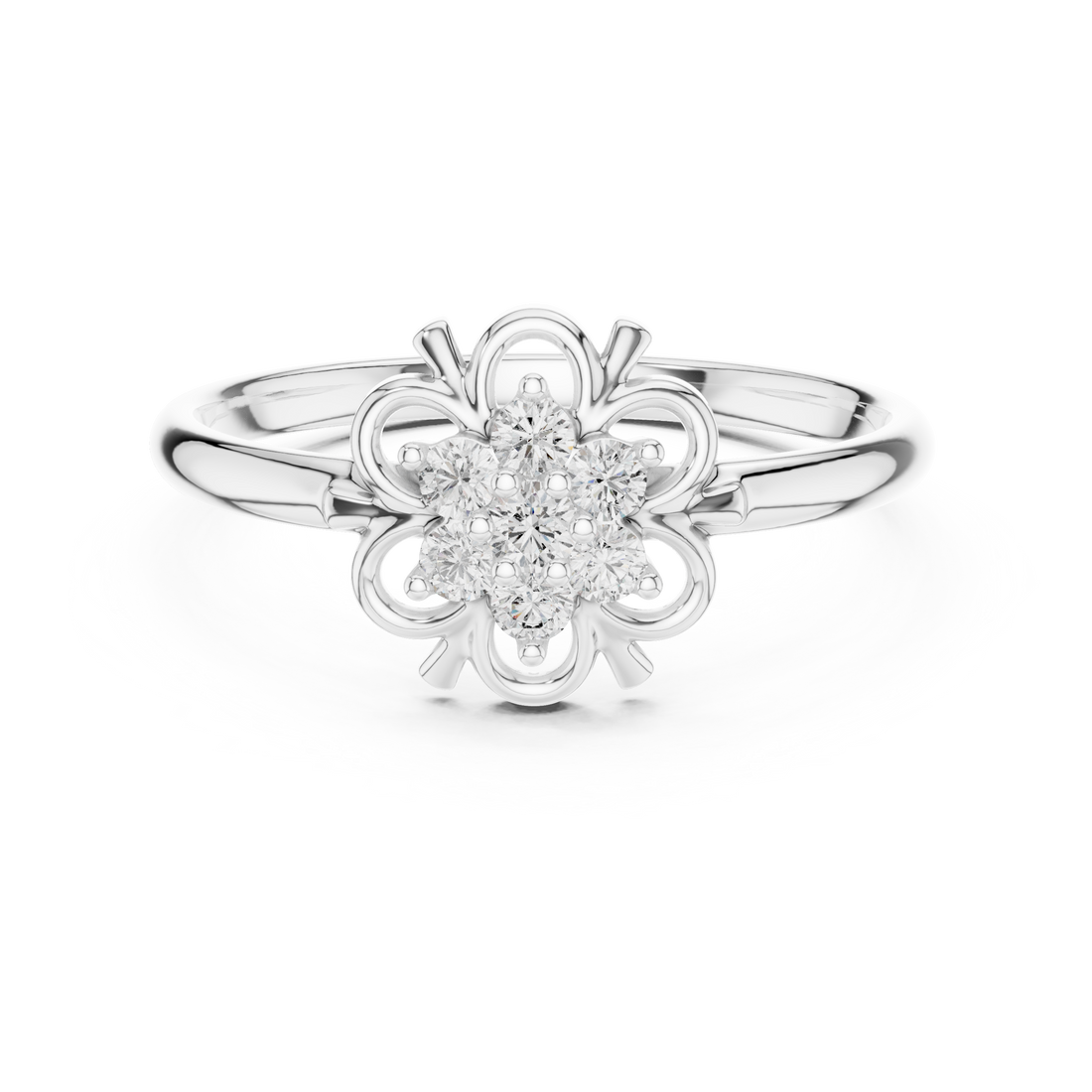 Floral-inspired diamond earrings designed with multiple lab-grown diamonds arranged in a delicate flower pattern.