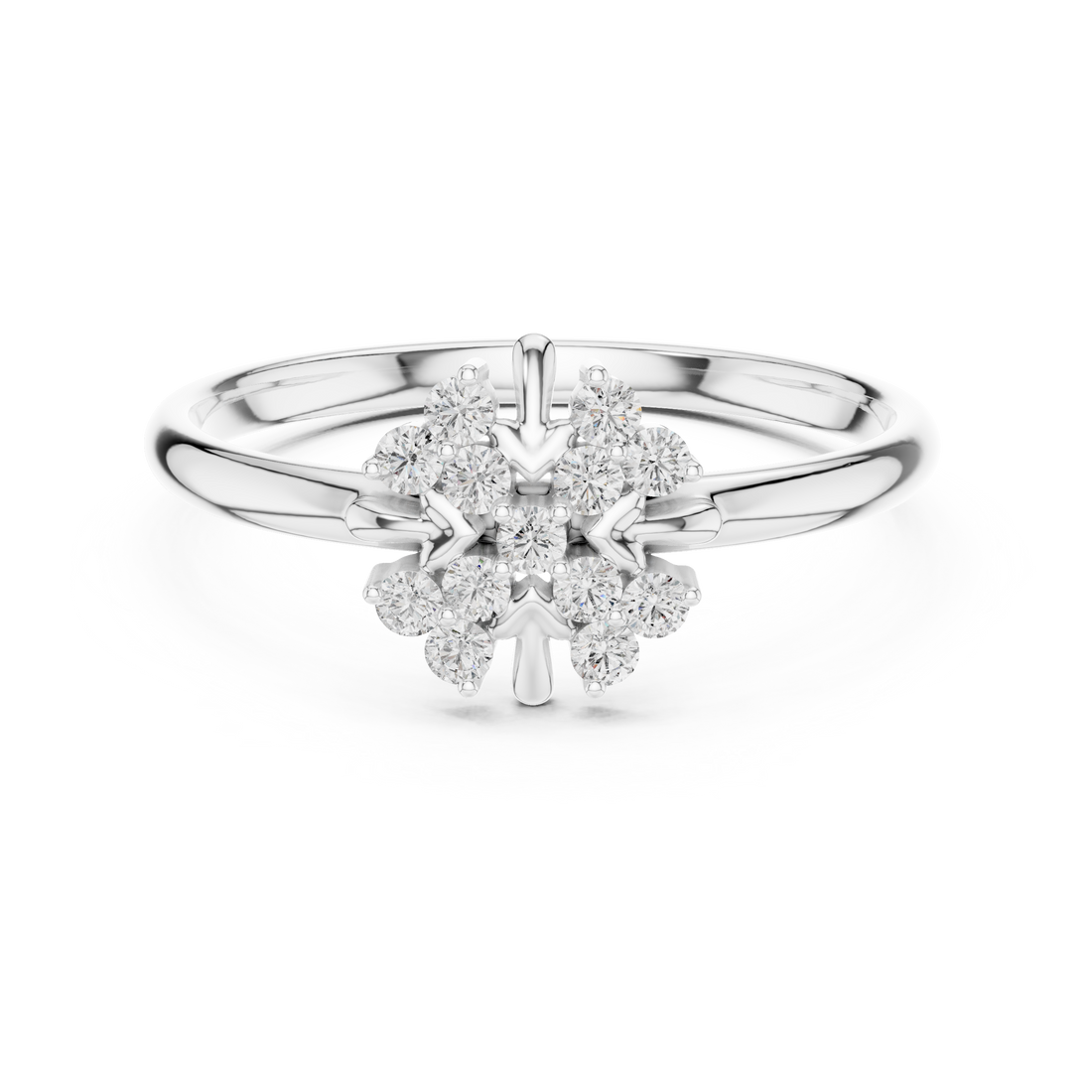 Minimalist gold band ring with delicate round diamond centerpiece.