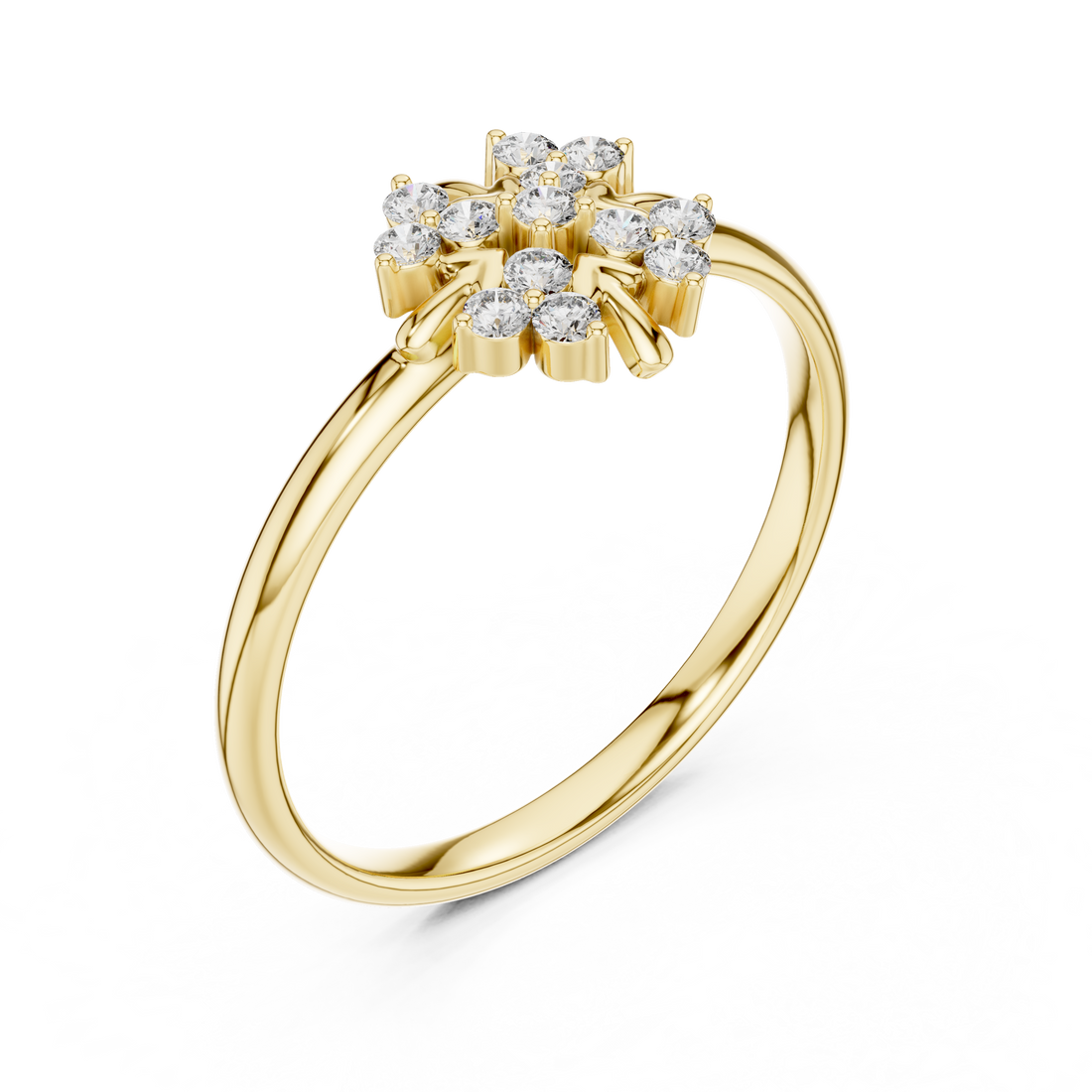 Halo diamond engagement ring with small sparkling side stones.