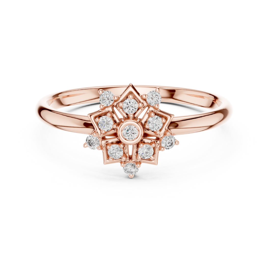 Classic solitaire diamond ring with smooth polished gold band.