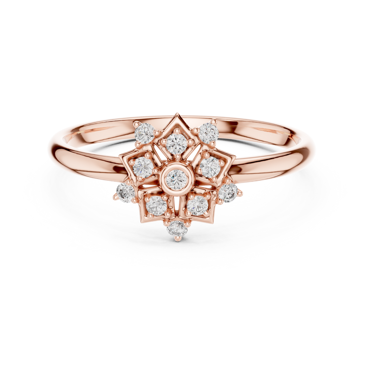 Classic solitaire diamond ring with smooth polished gold band.