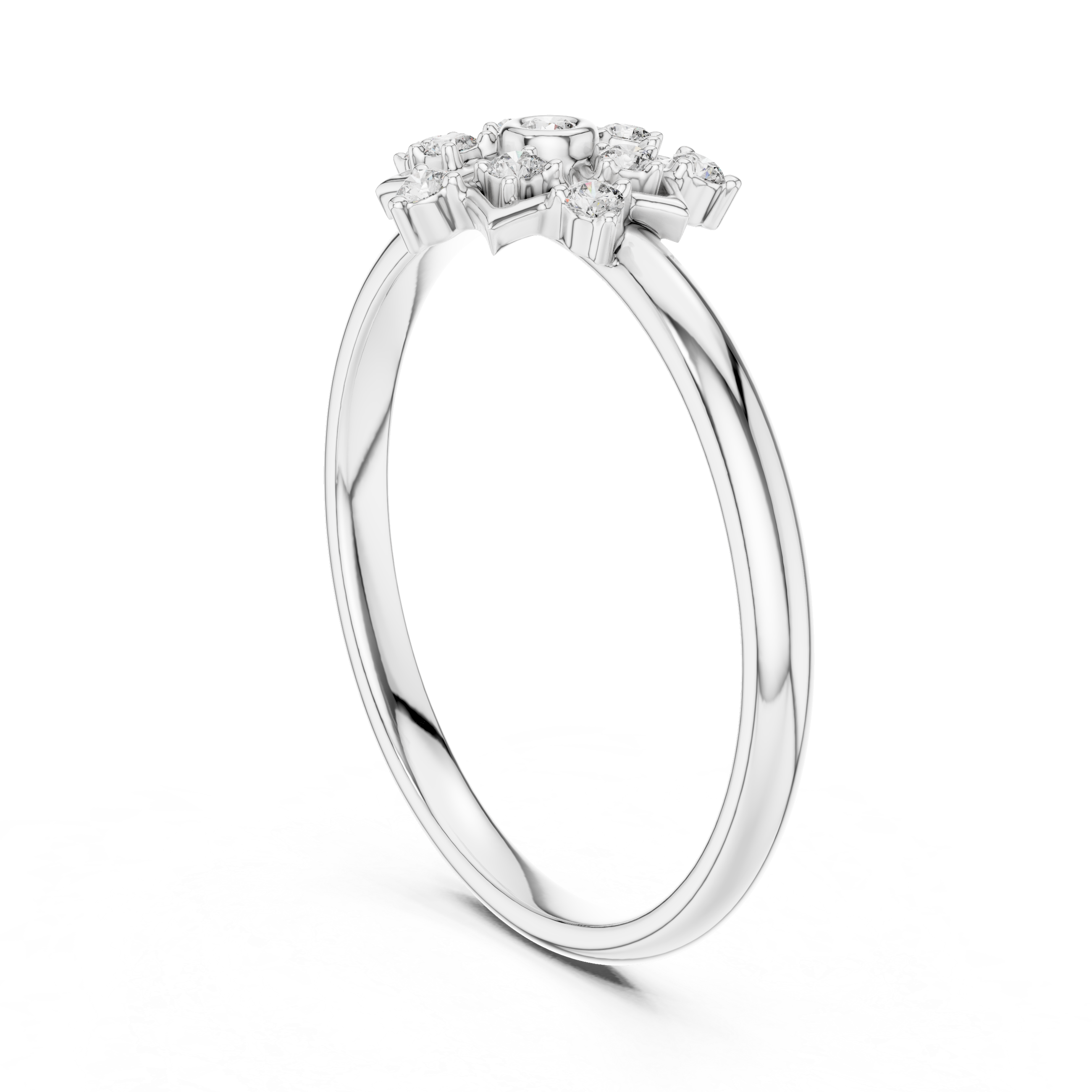Floral diamond stud earrings with delicate petal-inspired design.