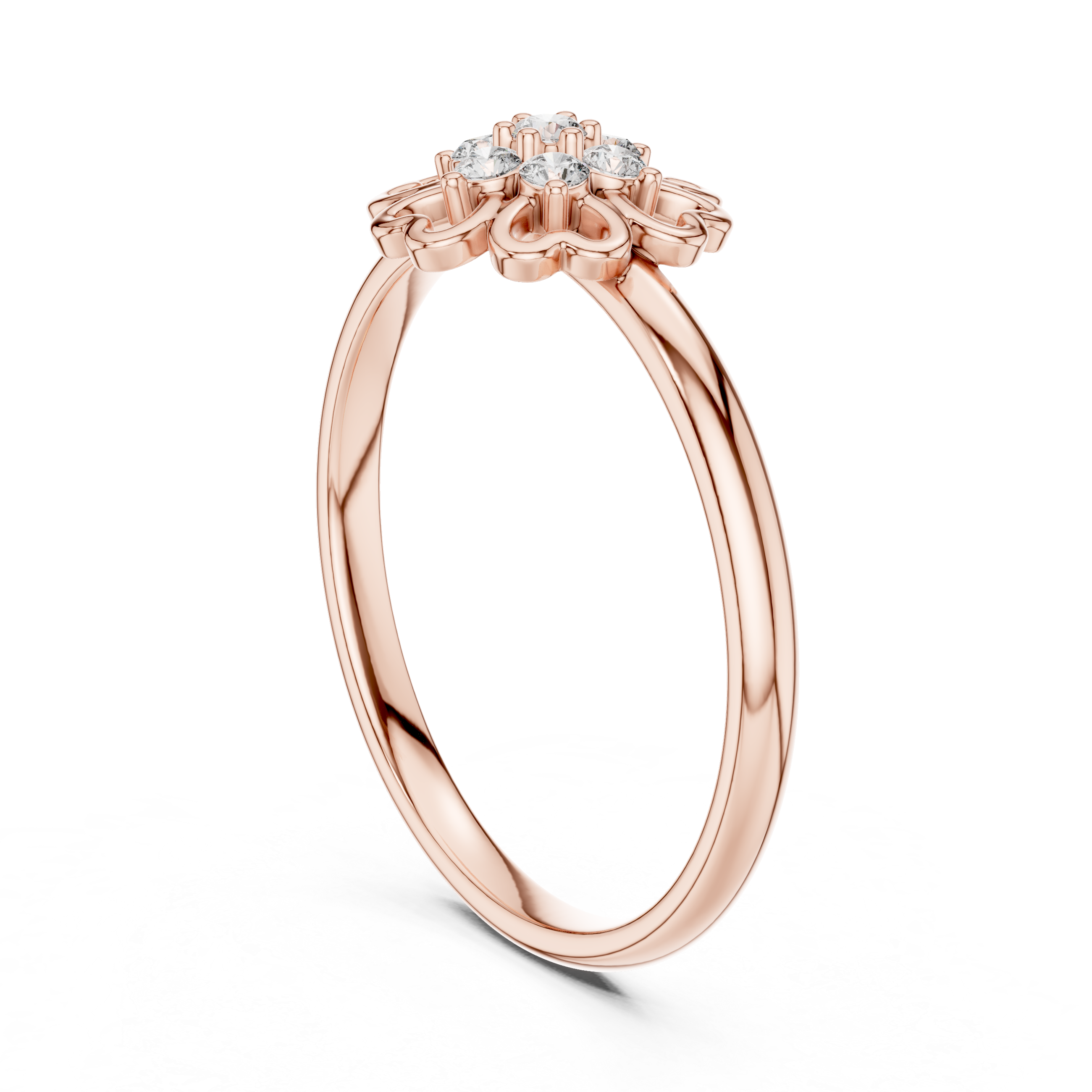 Stylish heart-shaped diamond pendant in modern rose gold chain.
