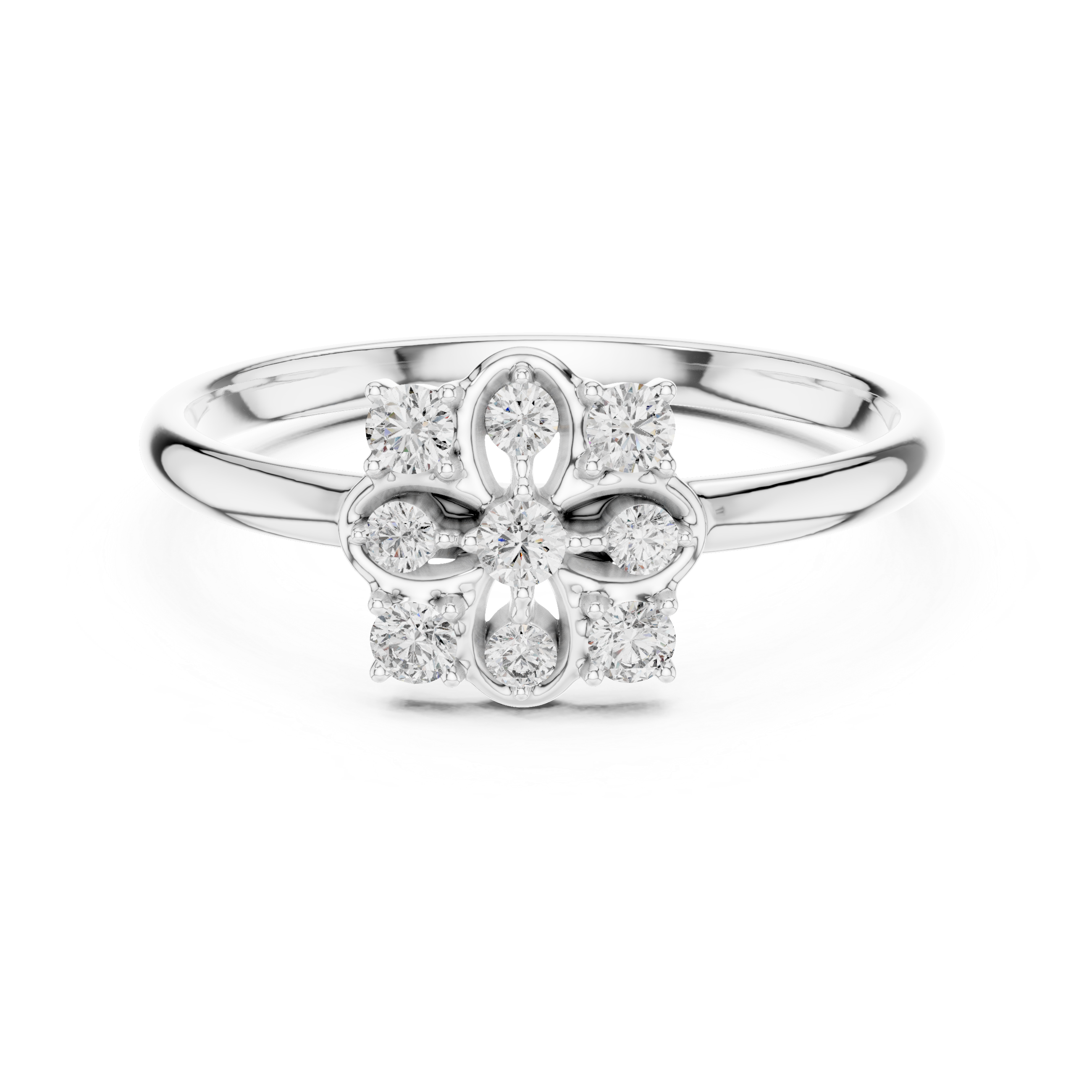 Decorative diamond nose stud with round stone design.