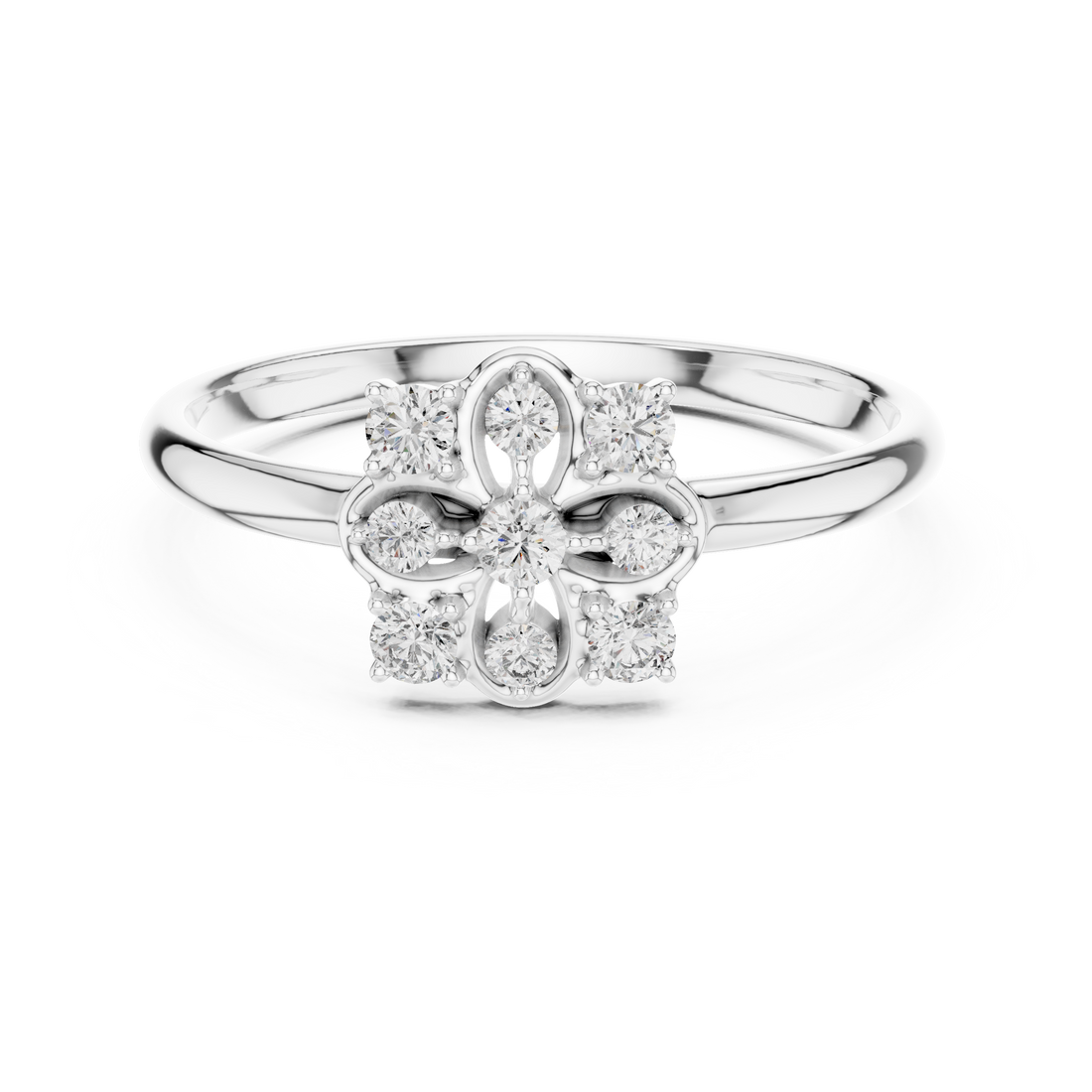 Decorative diamond nose stud with round stone design.