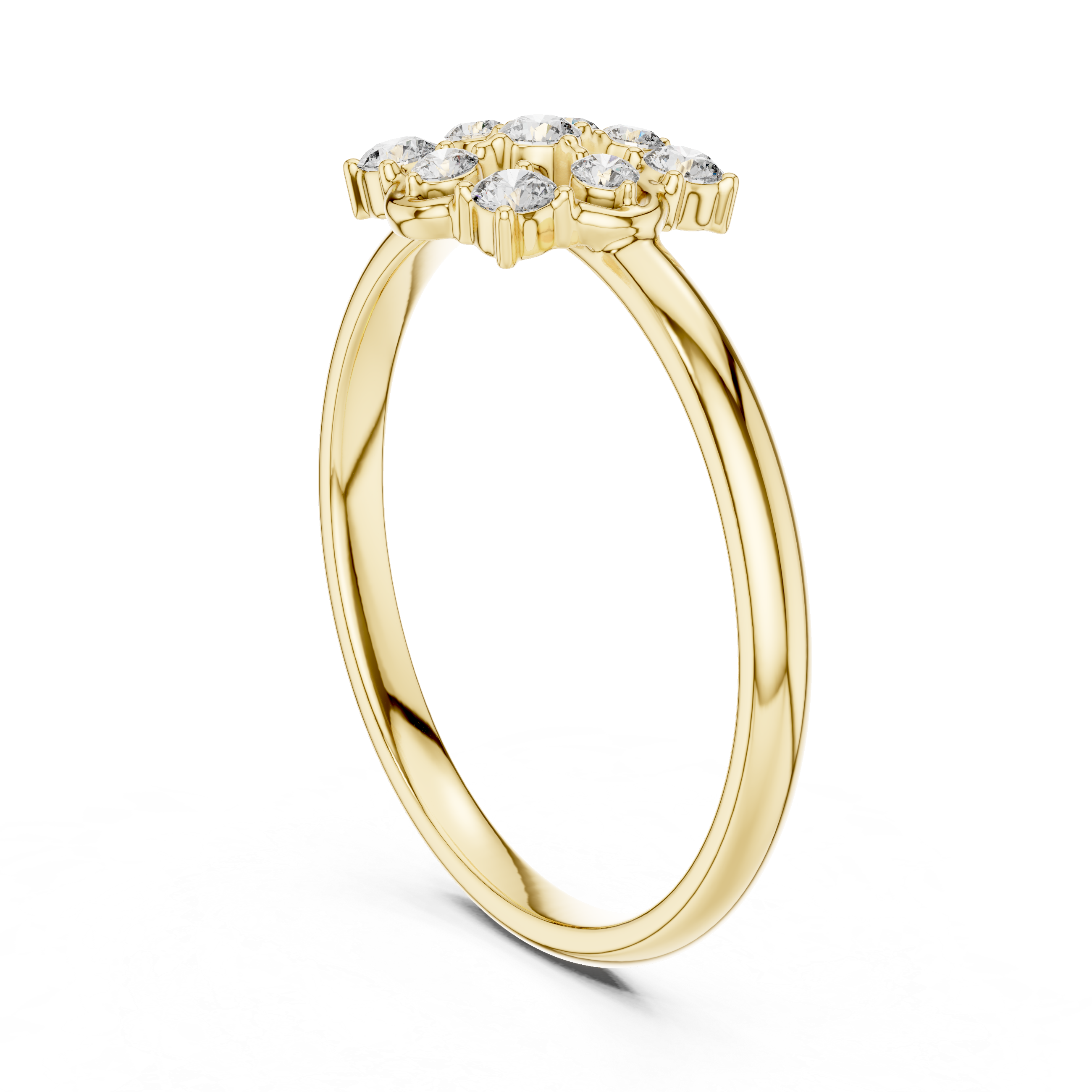 Minimal nose pin with simple gold and diamond finish.