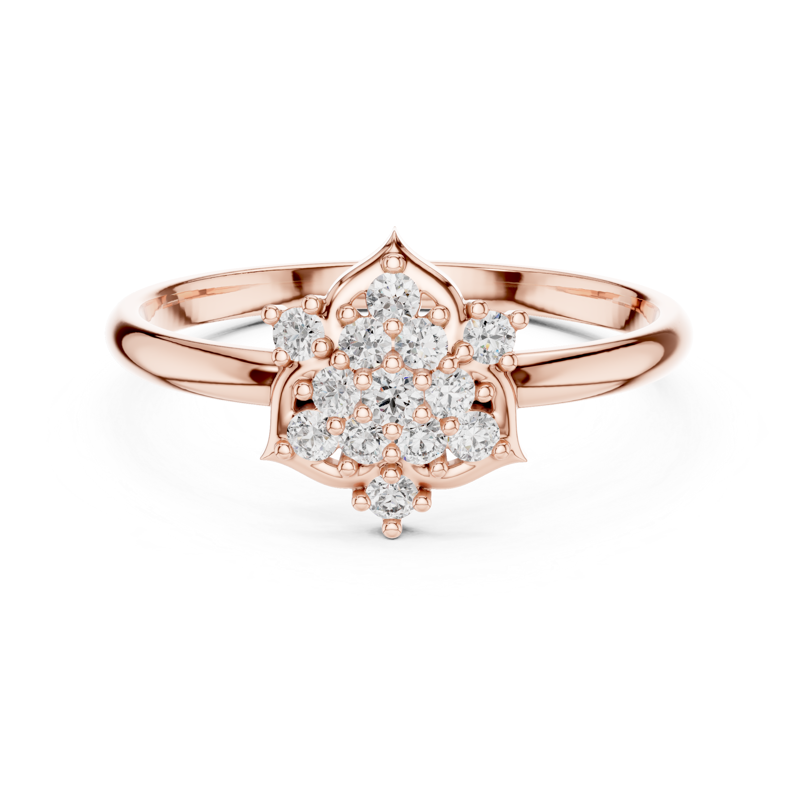 Halo cocktail ring with sparkling diamond border.