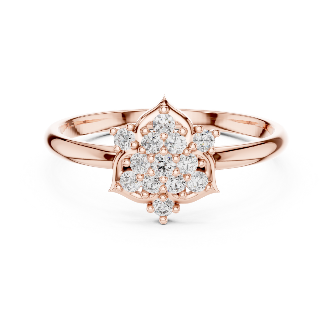 Halo cocktail ring with sparkling diamond border.