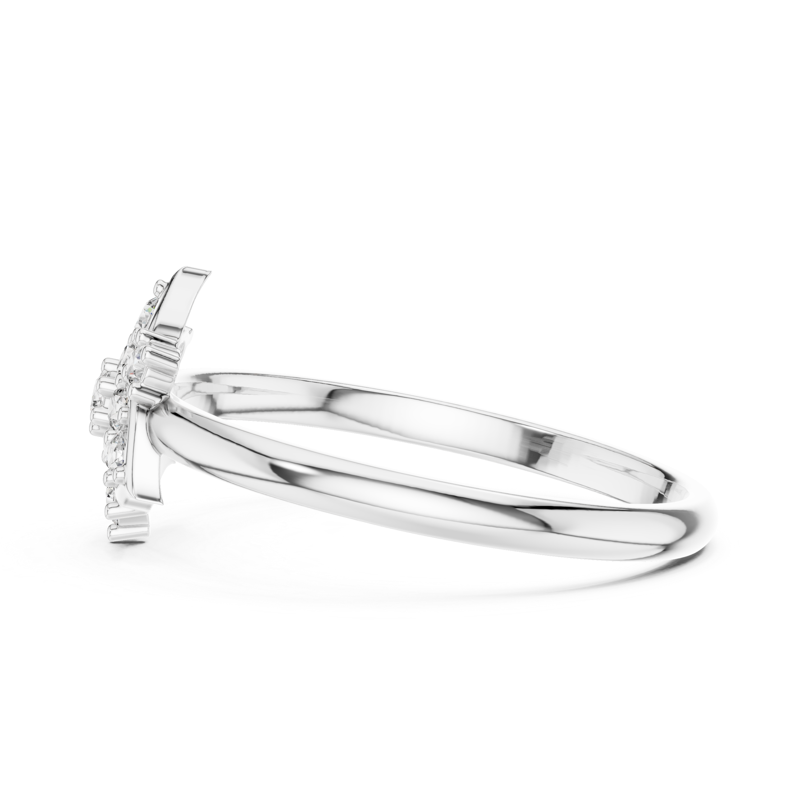 Diamond ear climber earrings with sleek curved design.