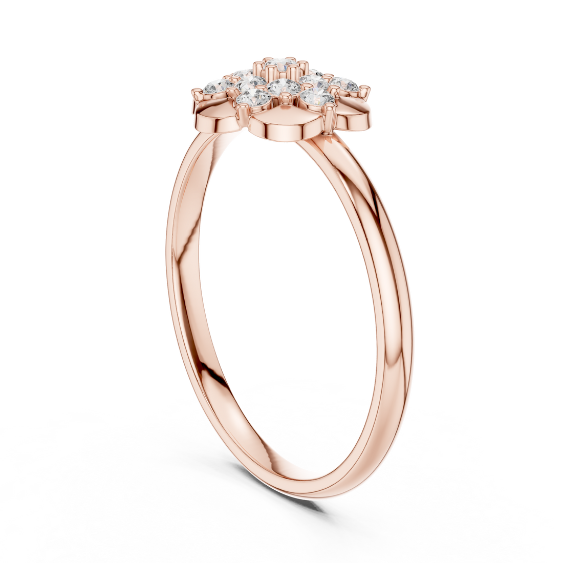 Vintage halo ring with decorative edge detailing.