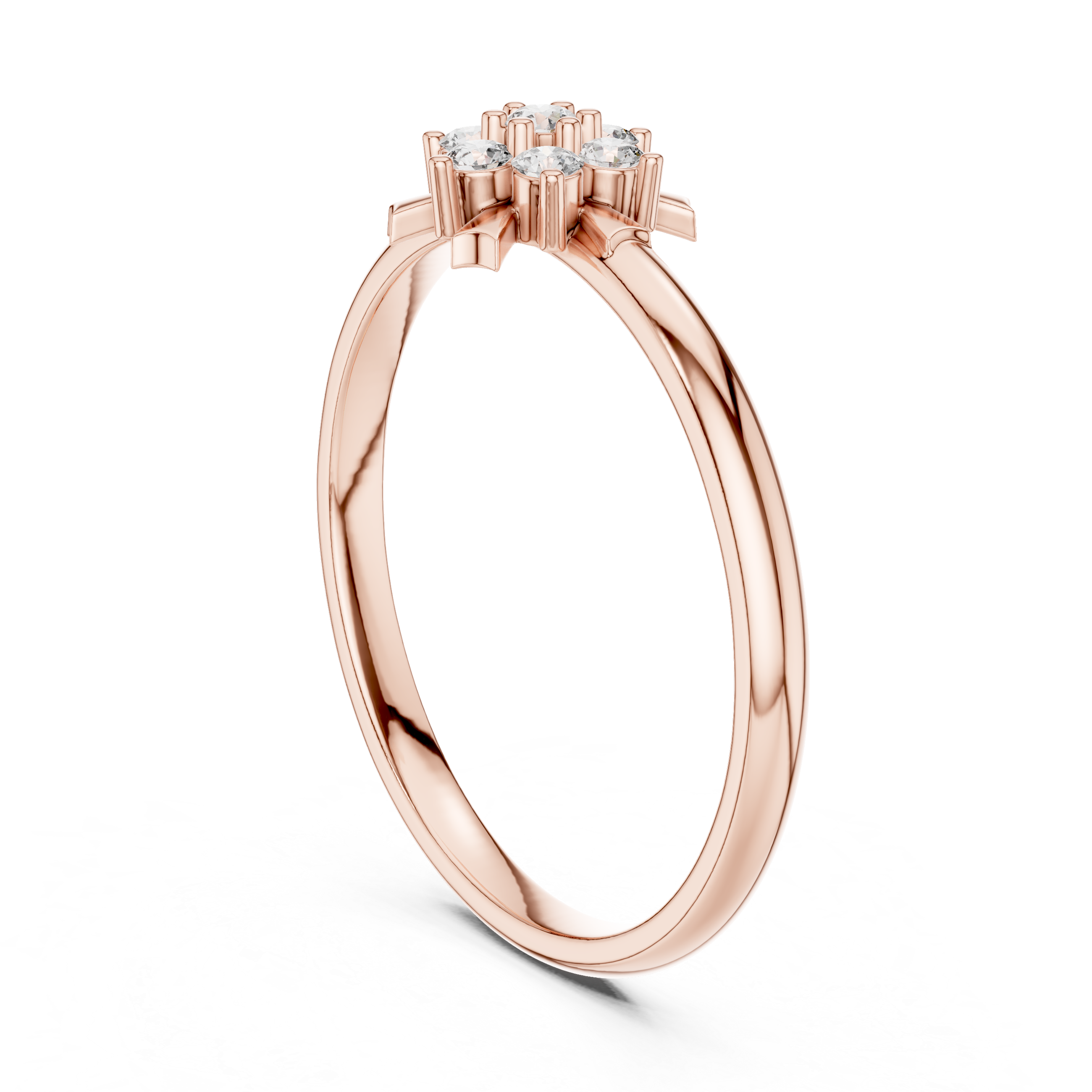 Diamond gemstone ring with polished gold band.