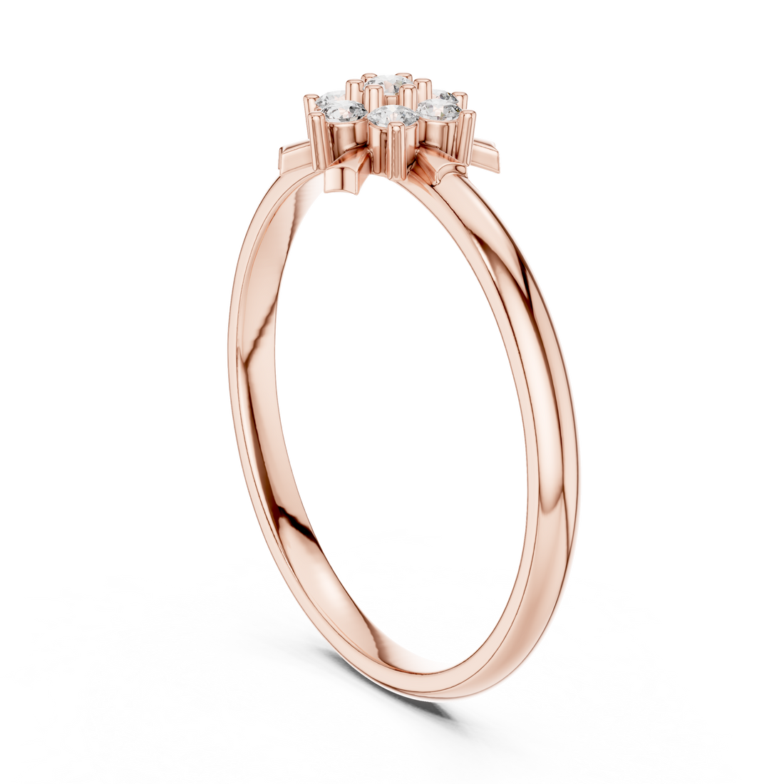 Diamond gemstone ring with polished gold band.