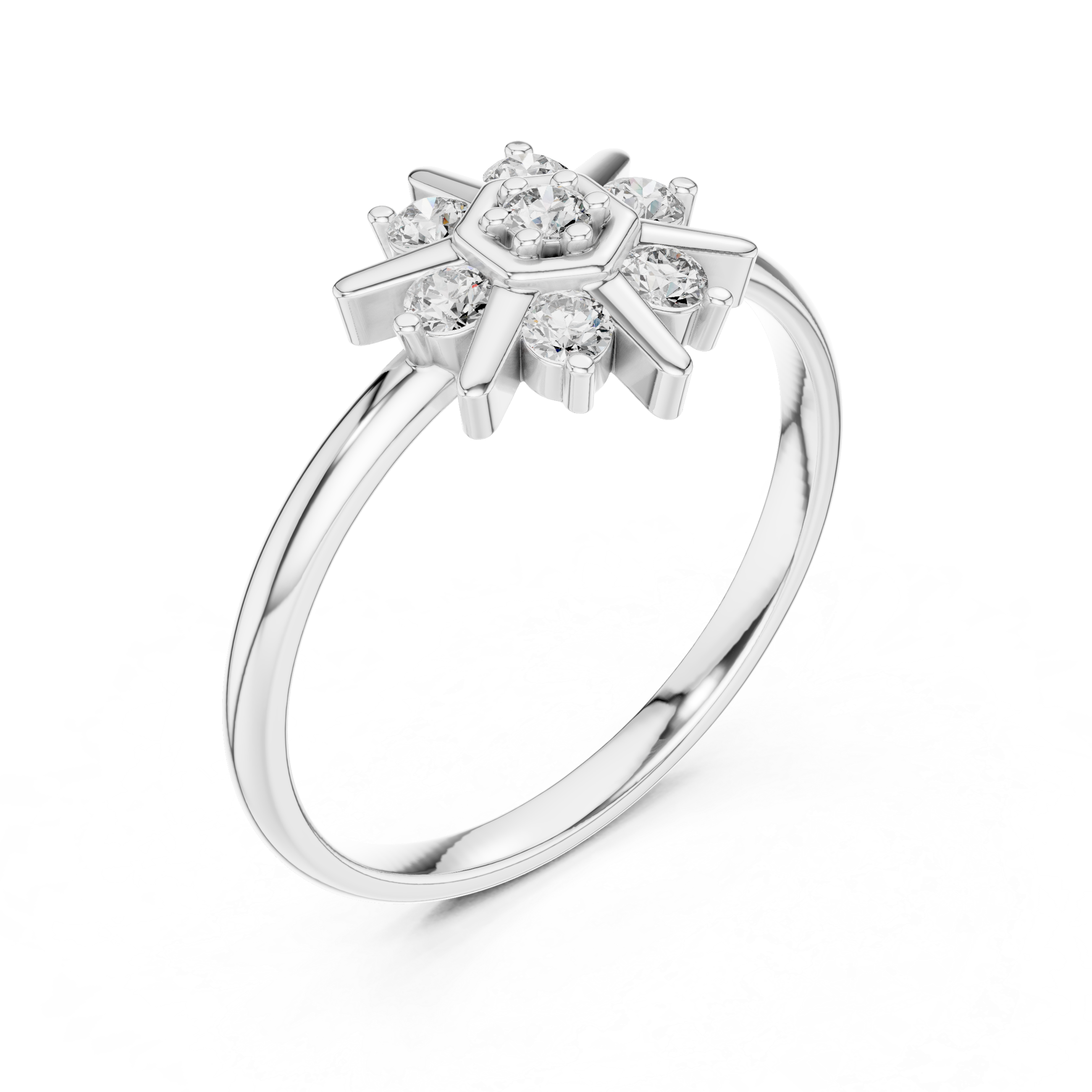 Solitaire engagement ring with elegant prong design.