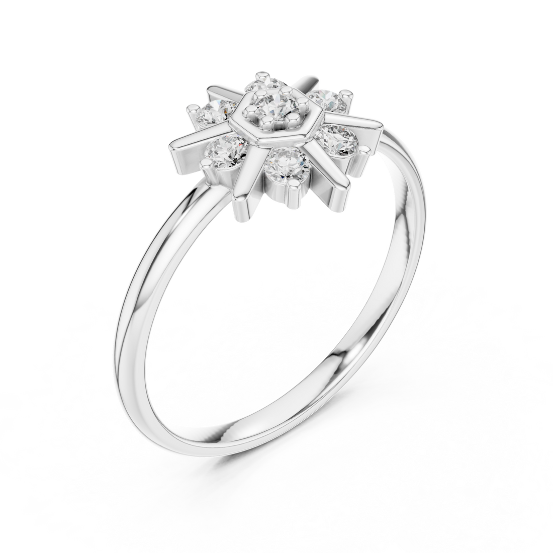 Solitaire engagement ring with elegant prong design.