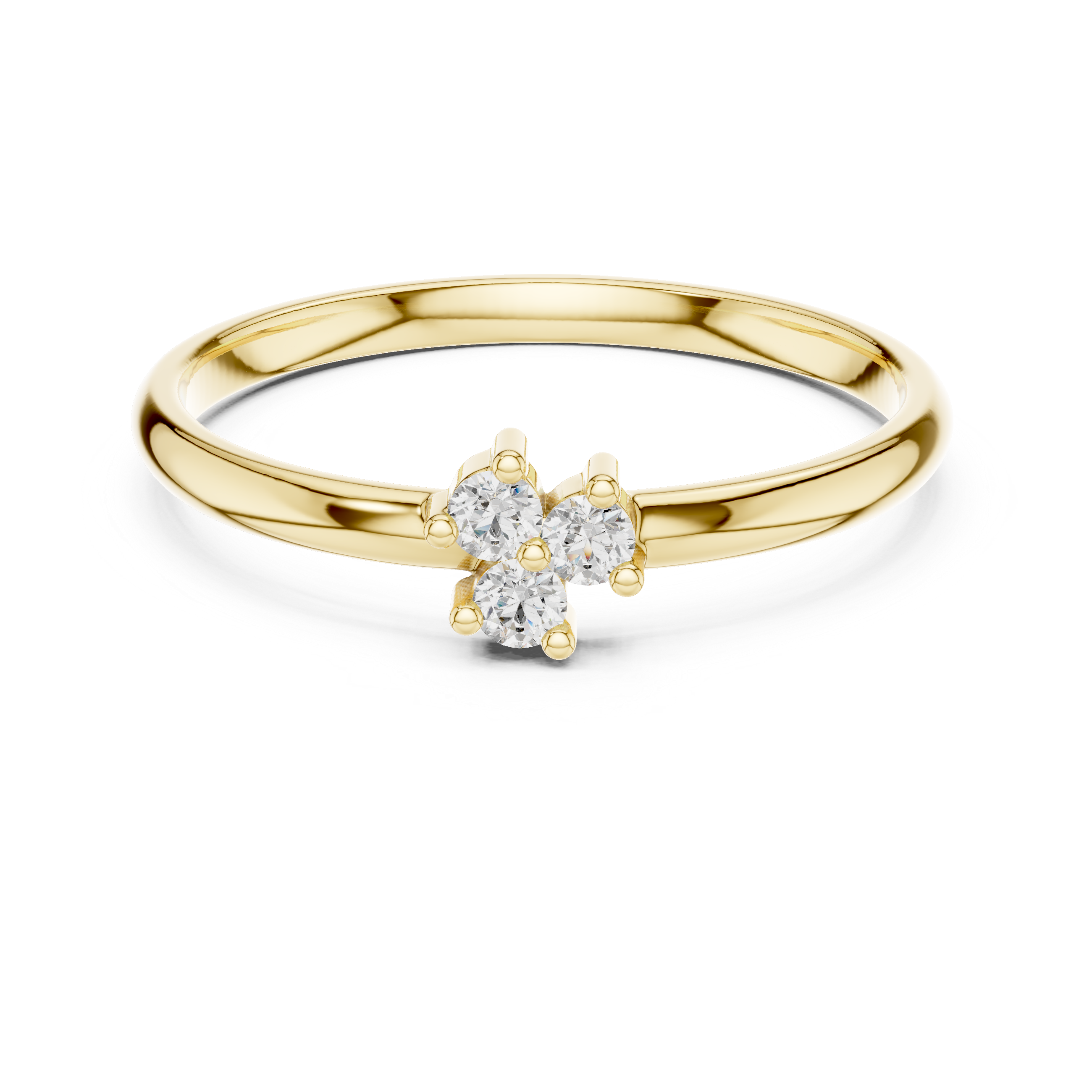 Minimal gold band ring with delicate round diamond center.