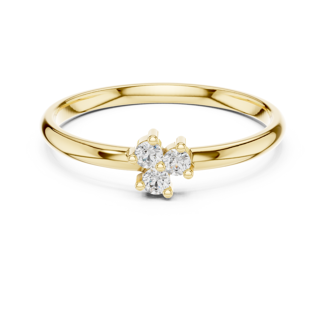 Minimal gold band ring with delicate round diamond center.