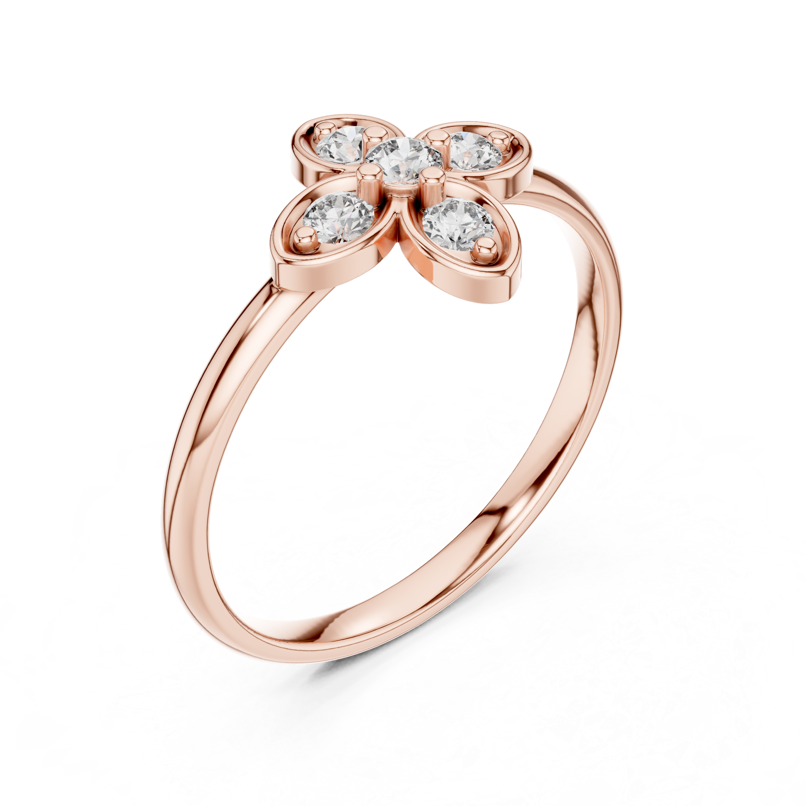Round Cut Diamond Floral Cluster Ring