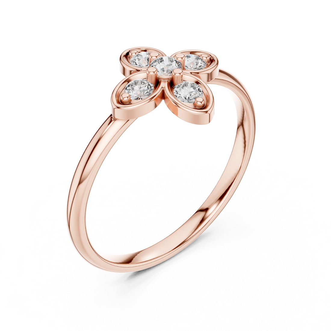 Round Cut Diamond Floral Cluster Ring