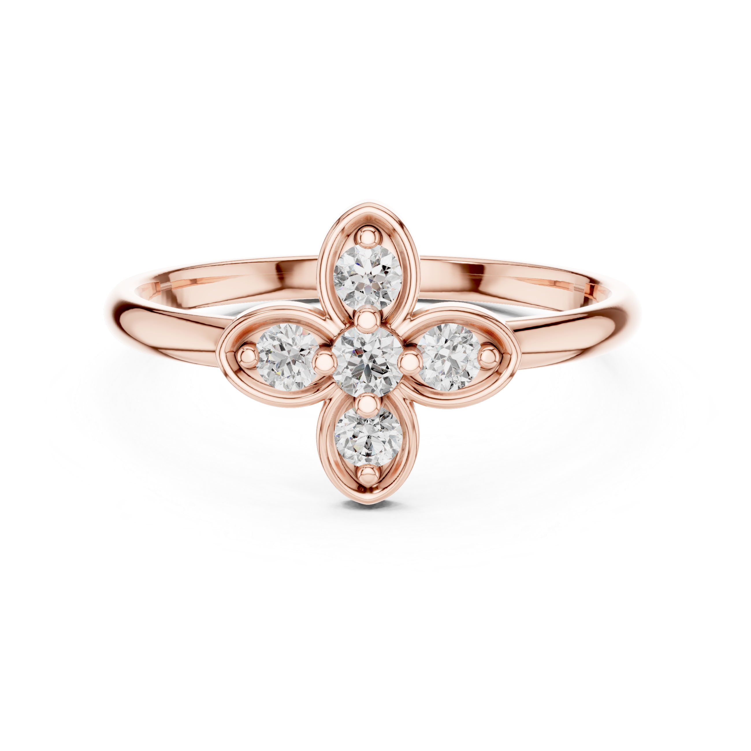 Round Cut Diamond Floral Cluster Ring