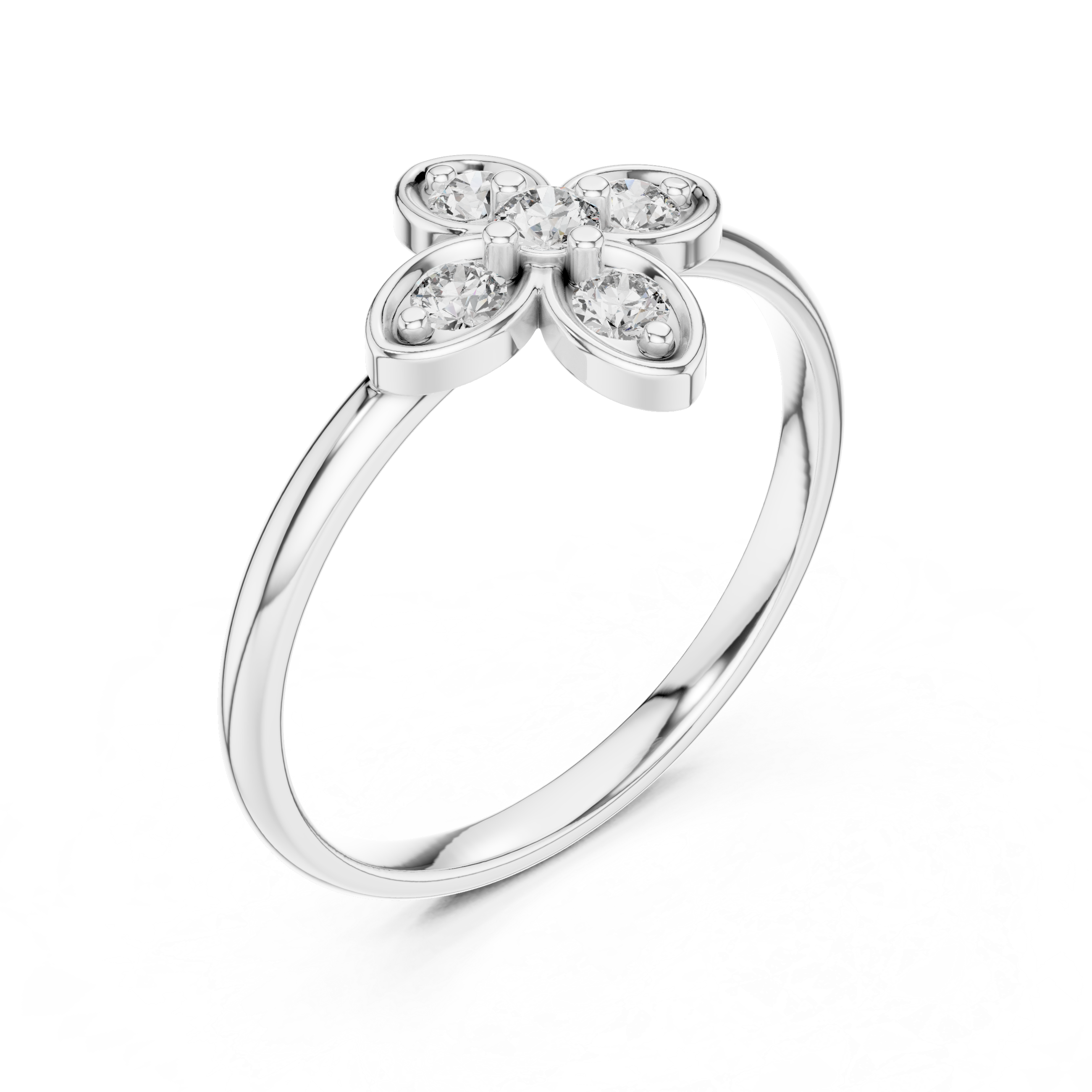Round Cut Diamond Floral Cluster Ring