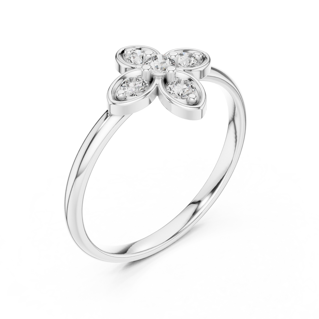 Round Cut Diamond Floral Cluster Ring