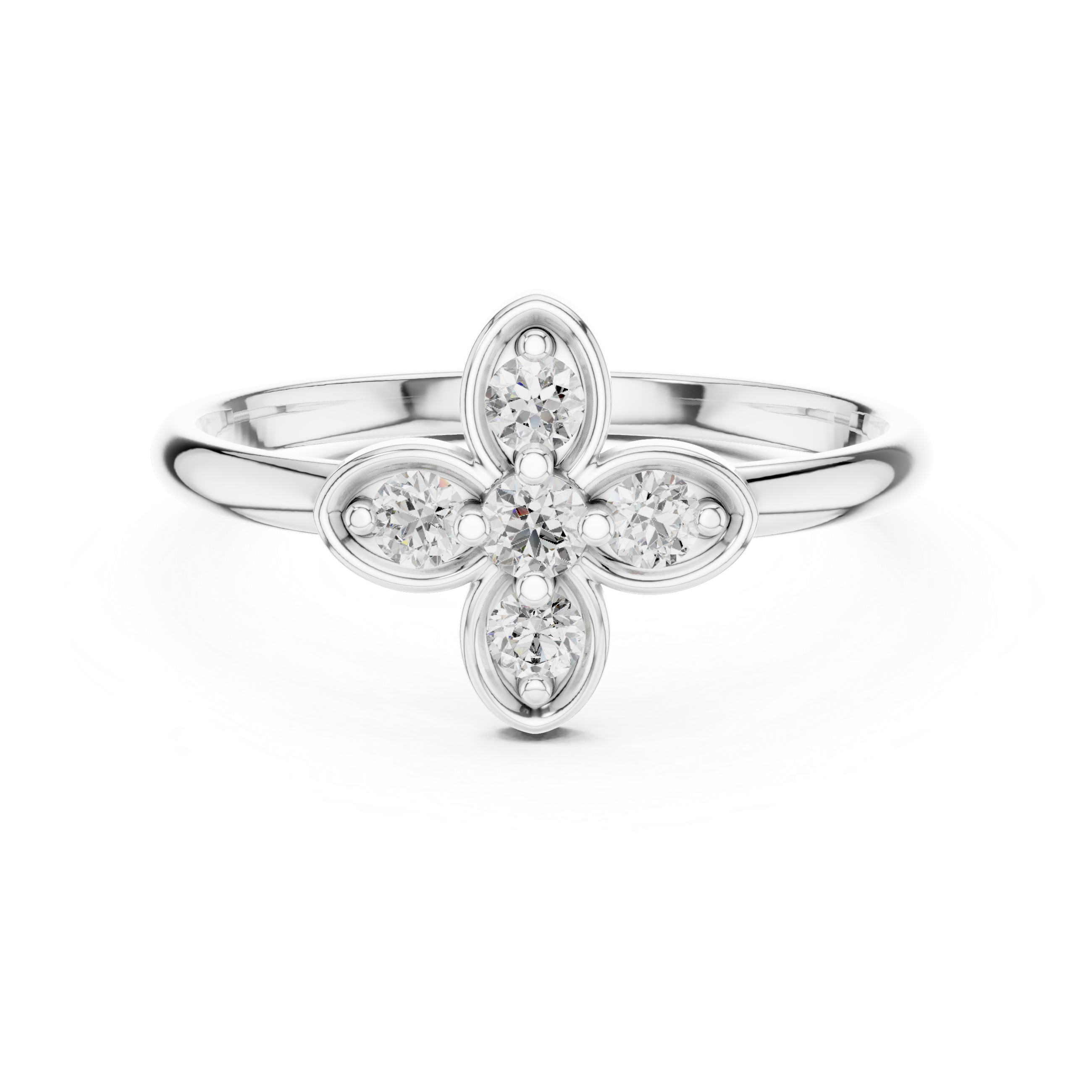 Round Cut Diamond Floral Cluster Ring