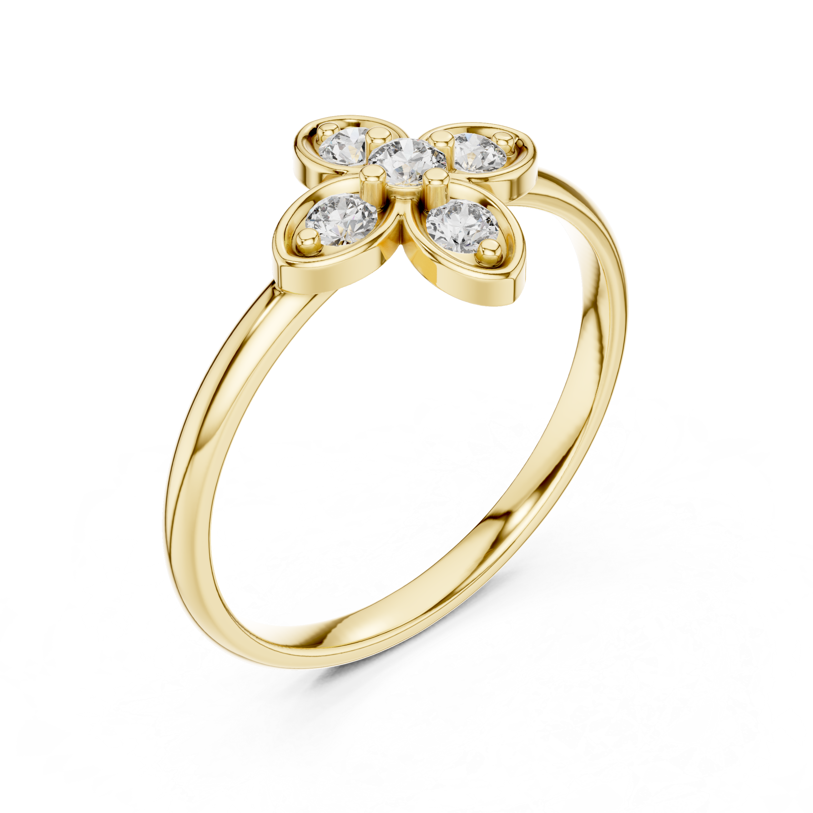 Round Cut Diamond Floral Cluster Ring